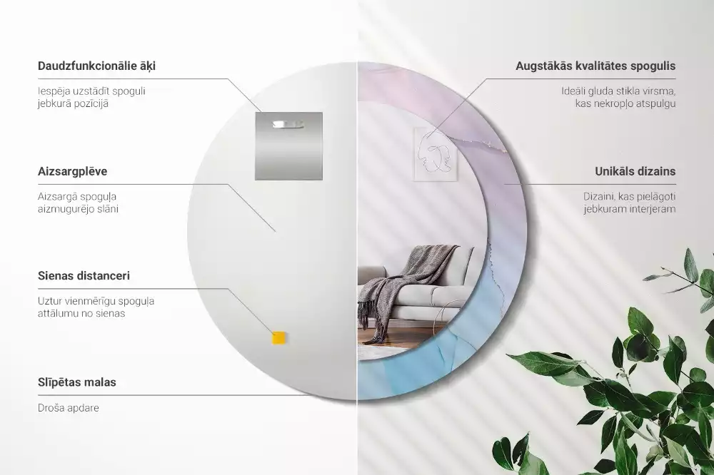 Ronde spiegel met bedrukte lijst Marmeren stijl