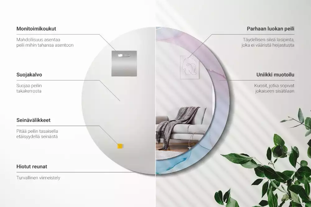 Ronde spiegel met bedrukte lijst Marmeren stijl