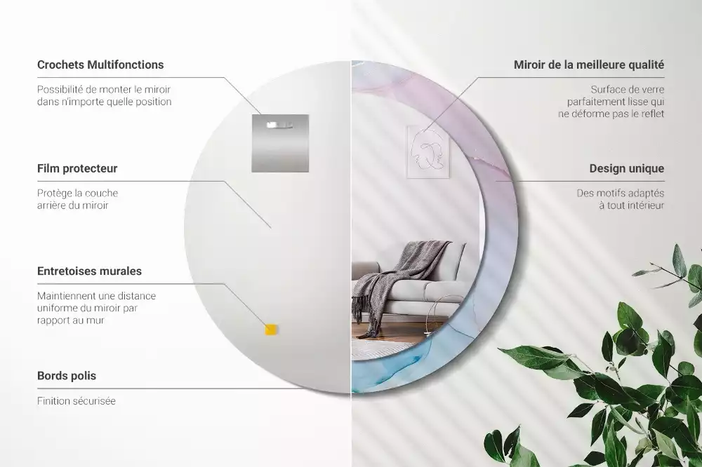 Ronde spiegel met bedrukte lijst Marmeren stijl