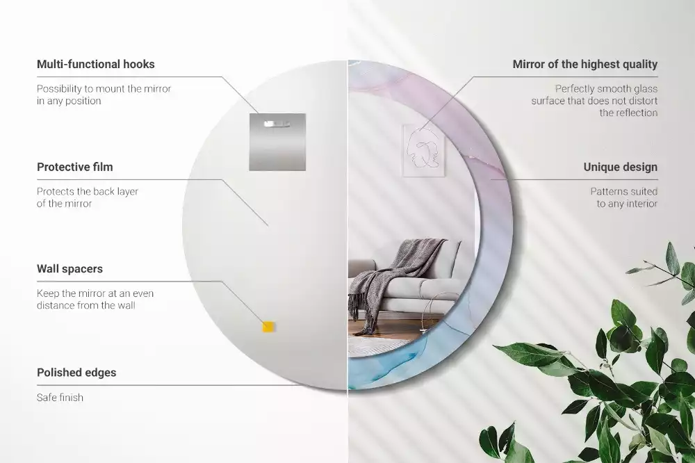 Ronde spiegel met bedrukte lijst Marmeren stijl