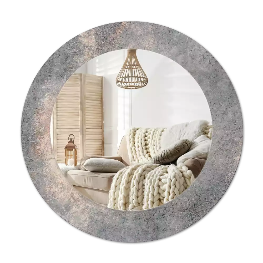 Bedrukte ronde spiegel Vintage beton