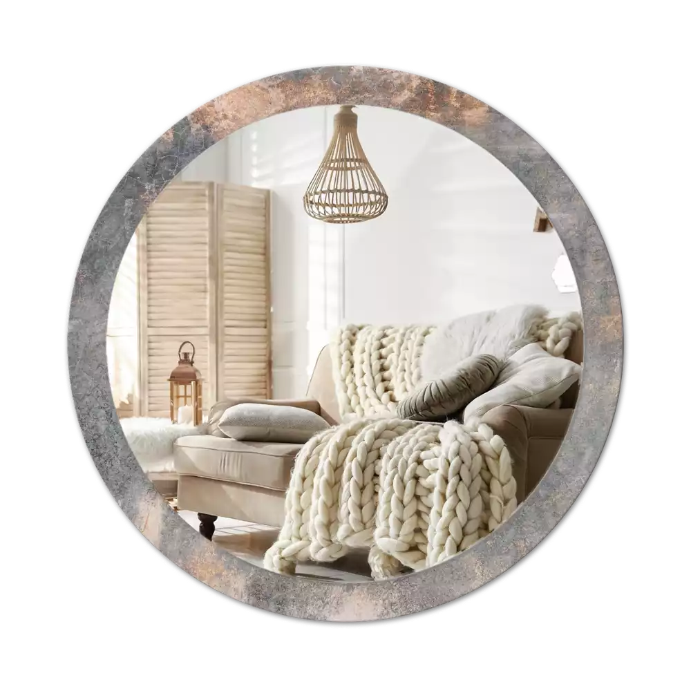 Bedrukte ronde spiegel Vintage beton