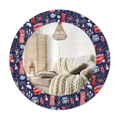 Ronde spiegel met bedrukte lijst Londen