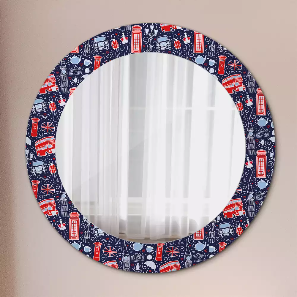 Ronde spiegel met bedrukte lijst Londen