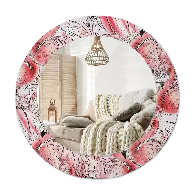 Bedrukte ronde spiegel Flamingo's