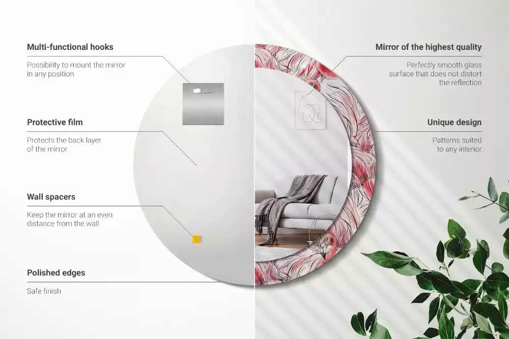 Bedrukte ronde spiegel Flamingo's