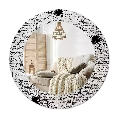 Ronde spiegel met bedrukte lijst Krabbels