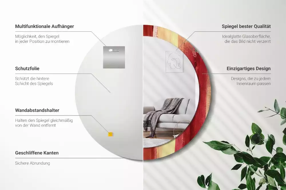 Bedrukte ronde spiegel Abstracte schilderkunst