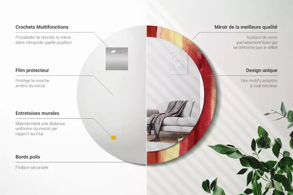 Bedrukte ronde spiegel Abstracte schilderkunst