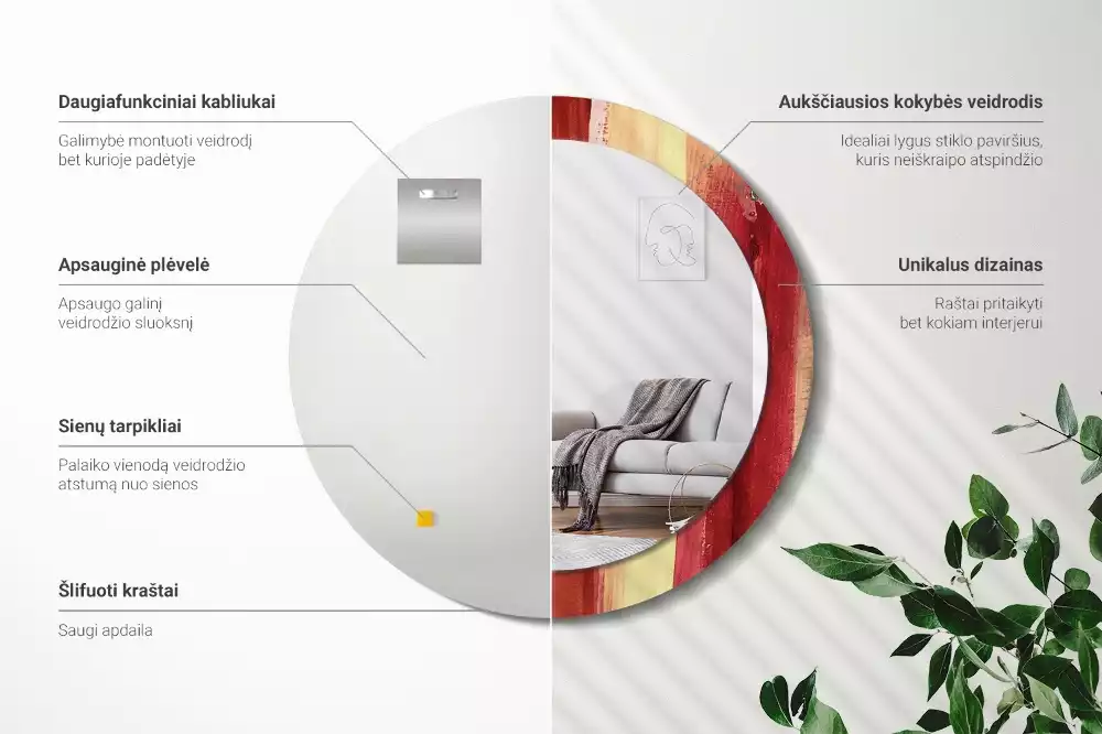 Bedrukte ronde spiegel Abstracte schilderkunst