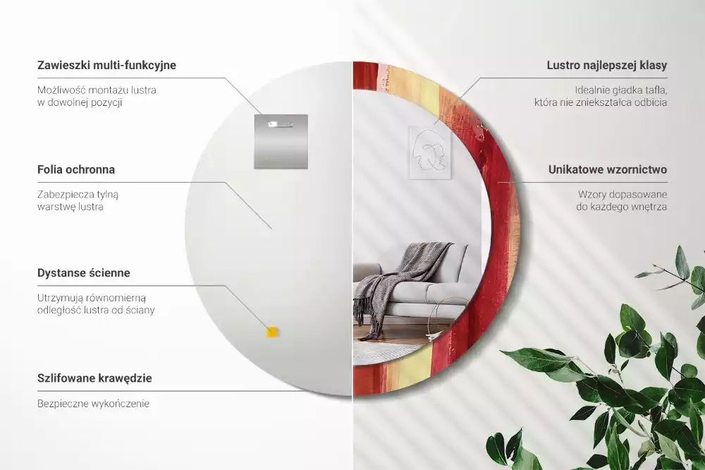 Bedrukte ronde spiegel Abstracte schilderkunst