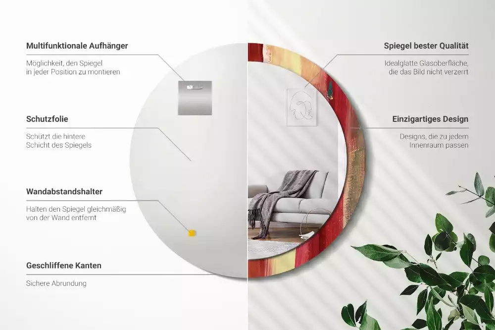 Bedrukte ronde spiegel Abstracte schilderkunst