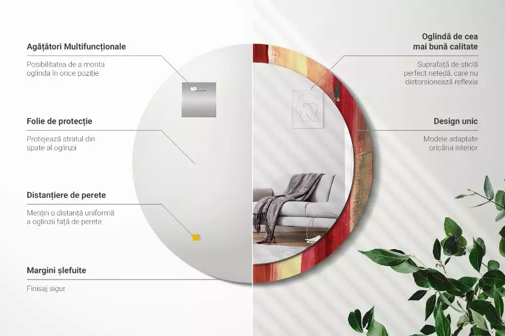 Bedrukte ronde spiegel Abstracte schilderkunst