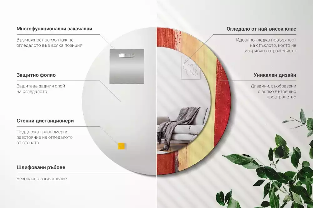 Bedrukte ronde spiegel Abstracte schilderkunst
