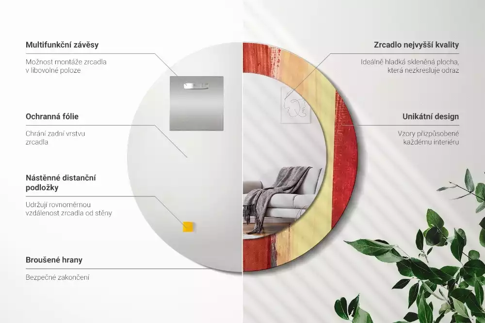 Bedrukte ronde spiegel Abstracte schilderkunst