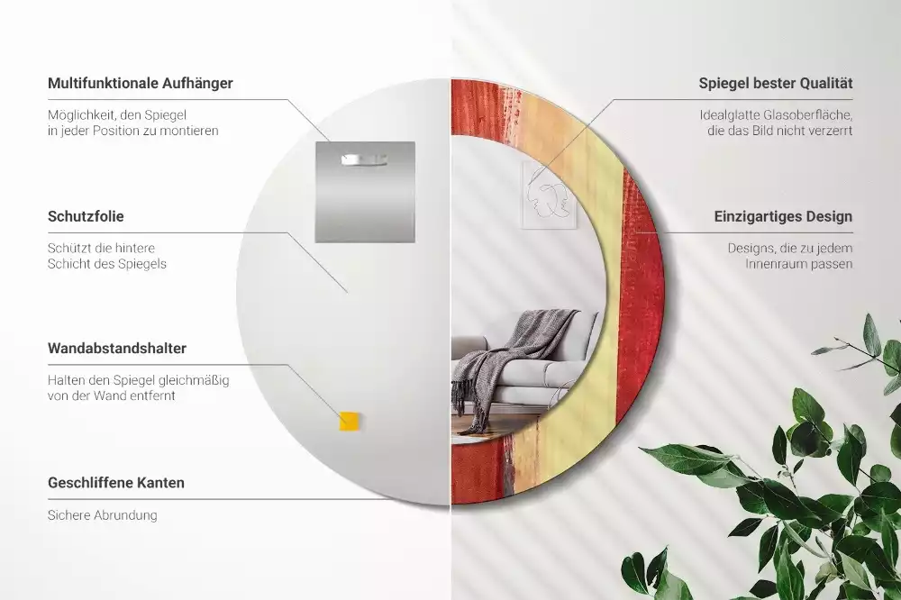 Bedrukte ronde spiegel Abstracte schilderkunst