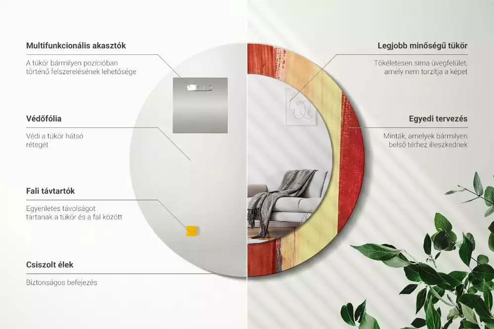 Bedrukte ronde spiegel Abstracte schilderkunst