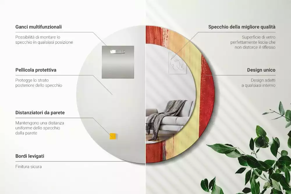 Bedrukte ronde spiegel Abstracte schilderkunst