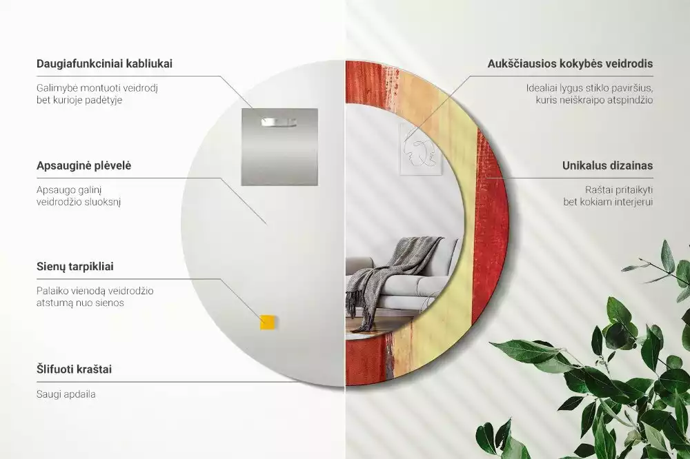 Bedrukte ronde spiegel Abstracte schilderkunst
