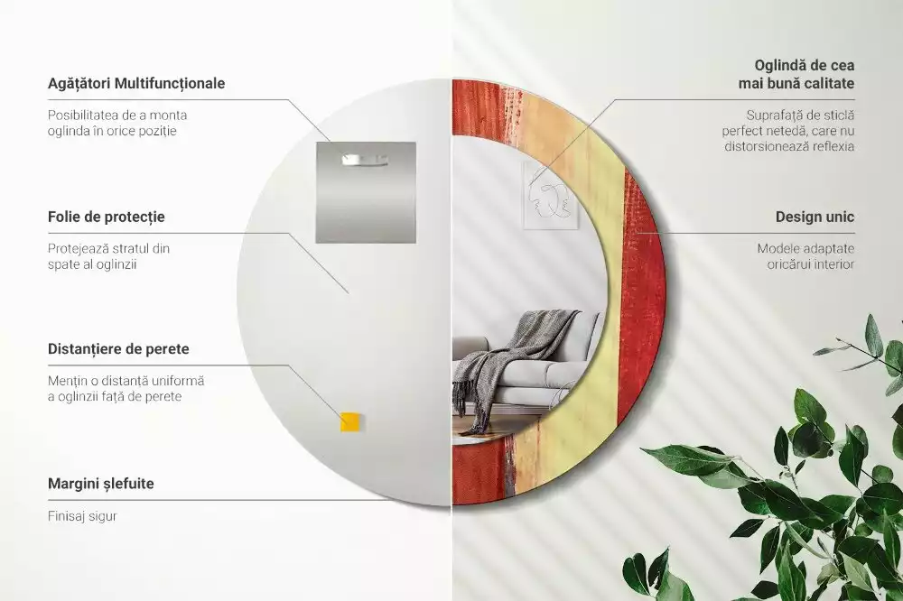 Bedrukte ronde spiegel Abstracte schilderkunst