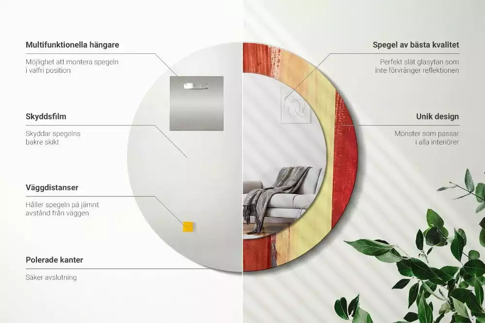 Bedrukte ronde spiegel Abstracte schilderkunst