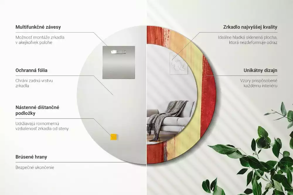 Bedrukte ronde spiegel Abstracte schilderkunst