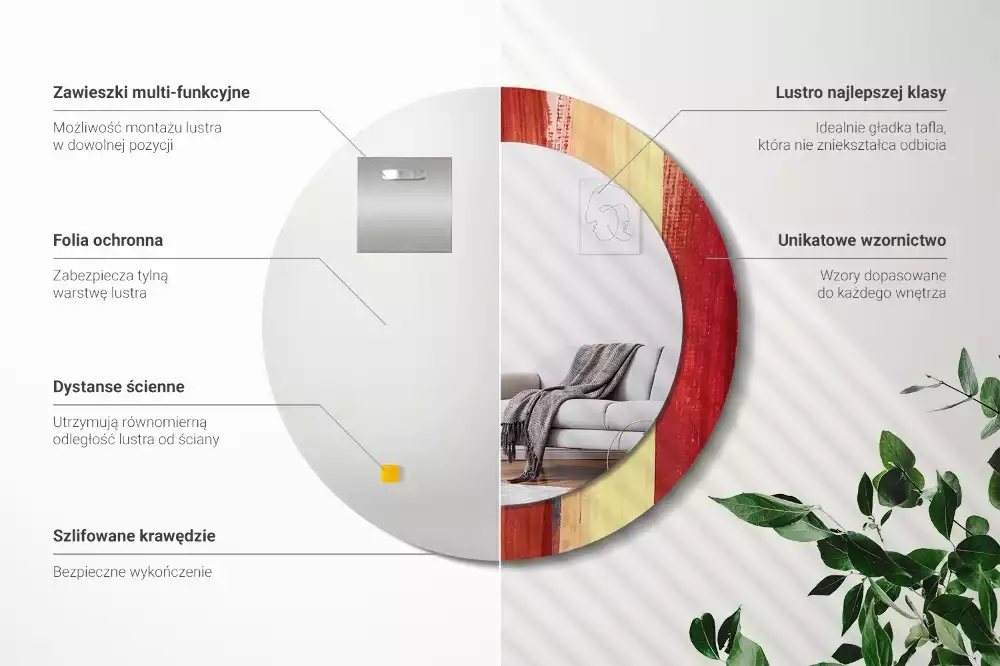 Bedrukte ronde spiegel Abstracte schilderkunst