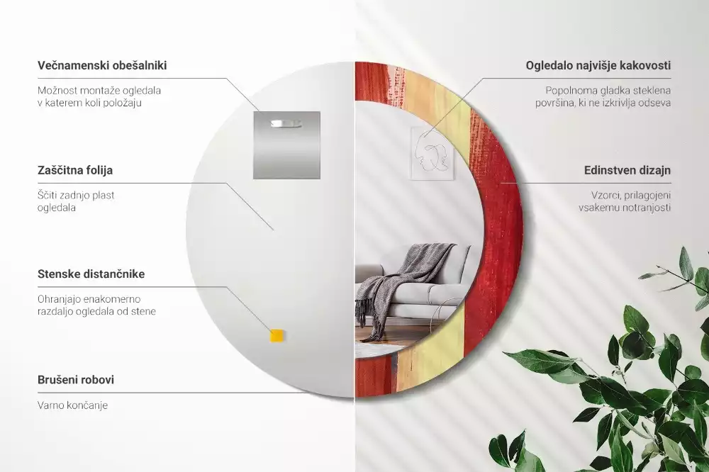 Bedrukte ronde spiegel Abstracte schilderkunst