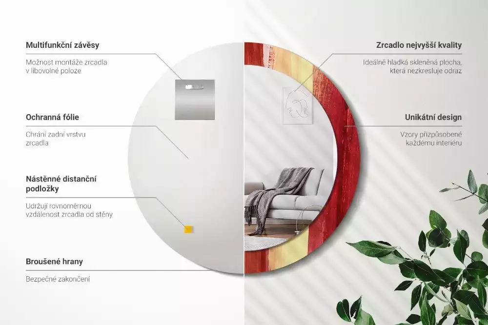 Bedrukte ronde spiegel Abstracte schilderkunst