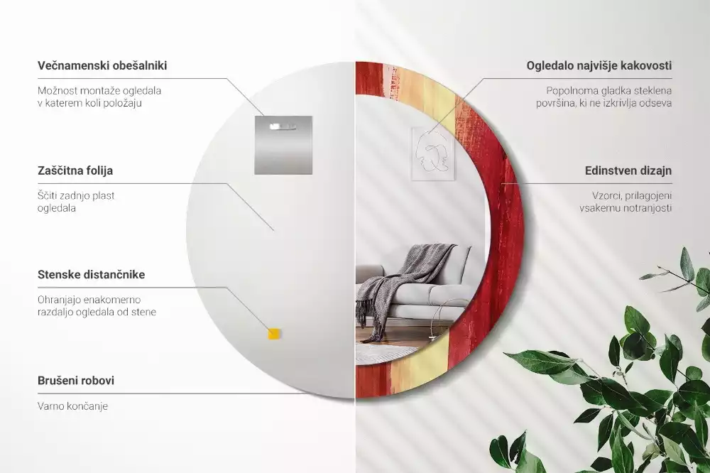 Bedrukte ronde spiegel Abstracte schilderkunst