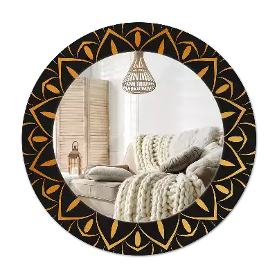 Ronde spiegel met bedrukte lijst Mandala