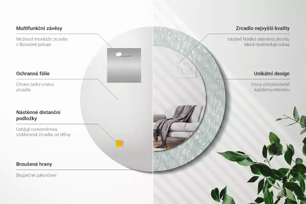 Bedrukte ronde spiegel Slak in de weide