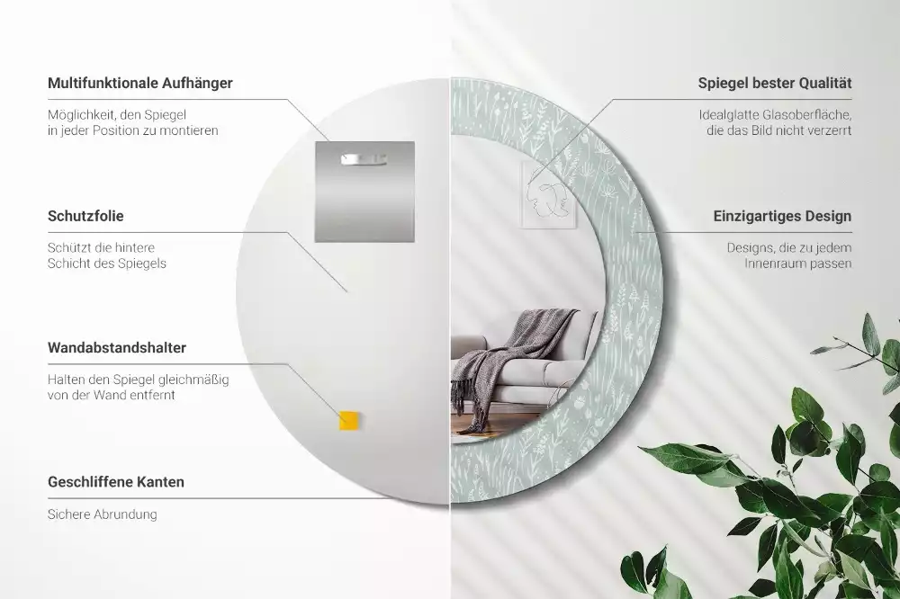 Bedrukte ronde spiegel Slak in de weide