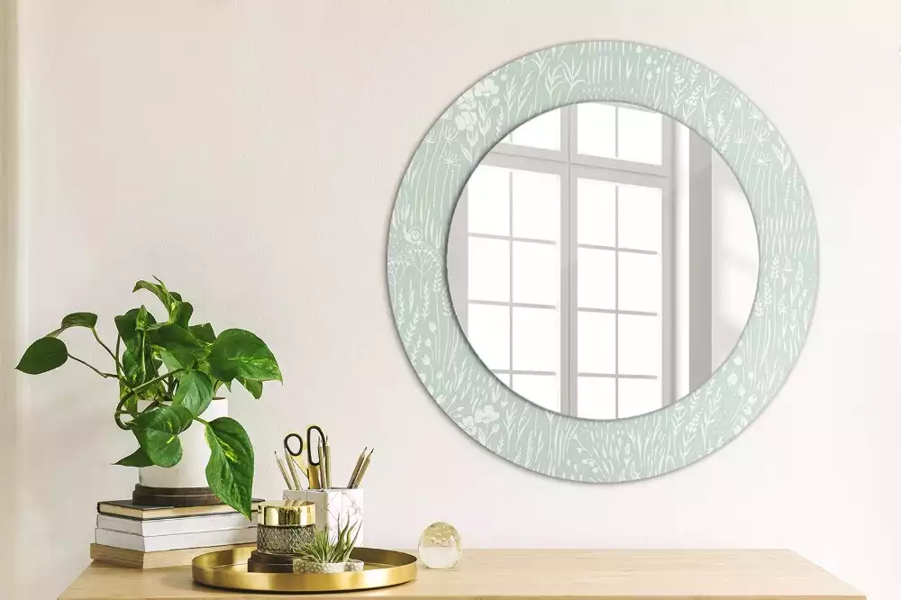 Bedrukte ronde spiegel Slak in de weide