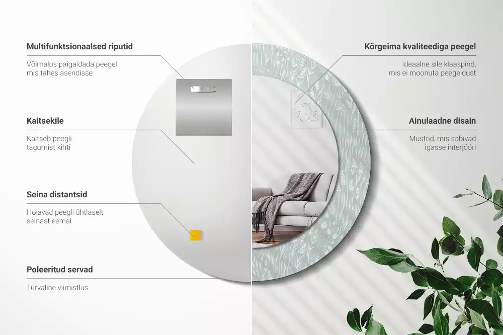 Bedrukte ronde spiegel Slak in de weide