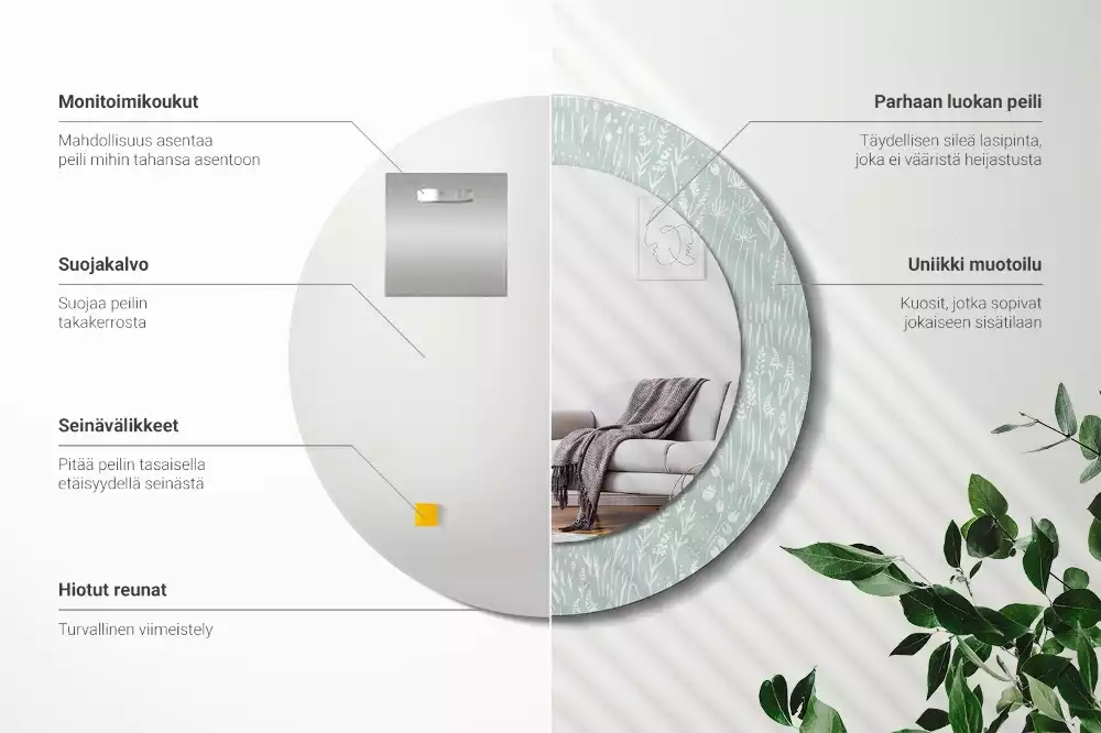 Bedrukte ronde spiegel Slak in de weide