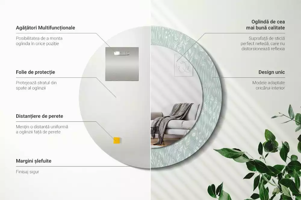 Bedrukte ronde spiegel Slak in de weide