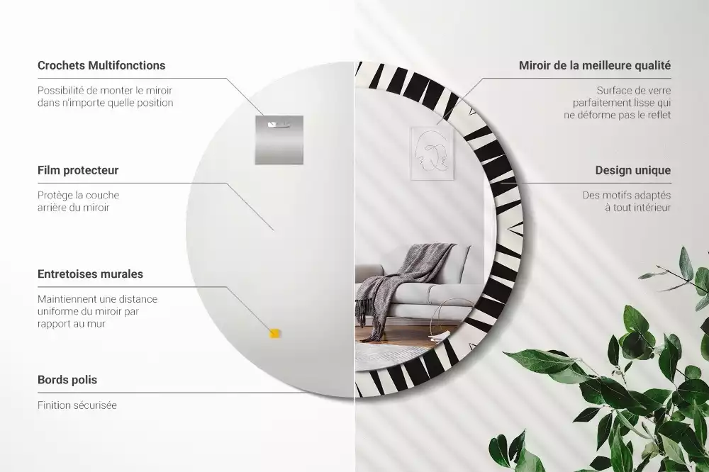 Bedrukte ronde spiegel Abstracte geometrie