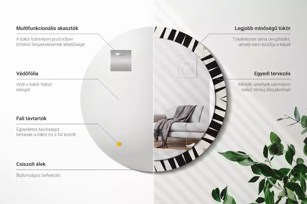 Bedrukte ronde spiegel Abstracte geometrie