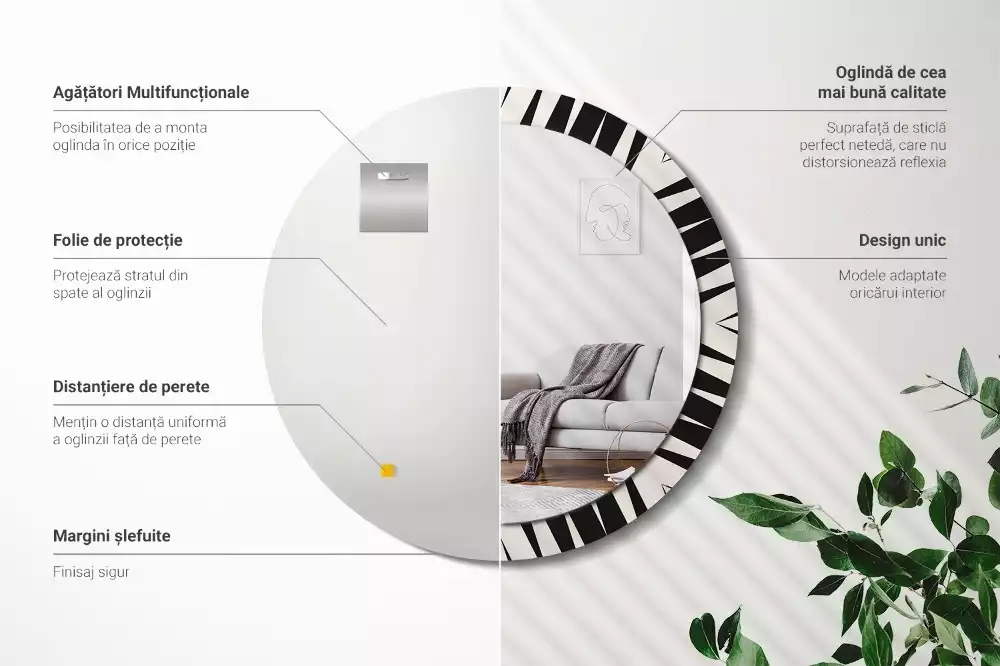 Bedrukte ronde spiegel Abstracte geometrie