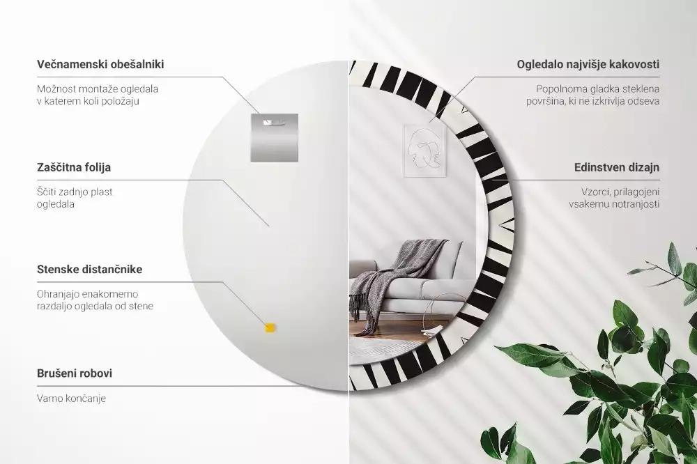 Bedrukte ronde spiegel Abstracte geometrie