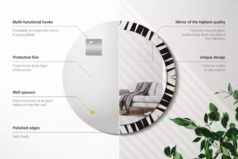 Bedrukte ronde spiegel Abstracte geometrie