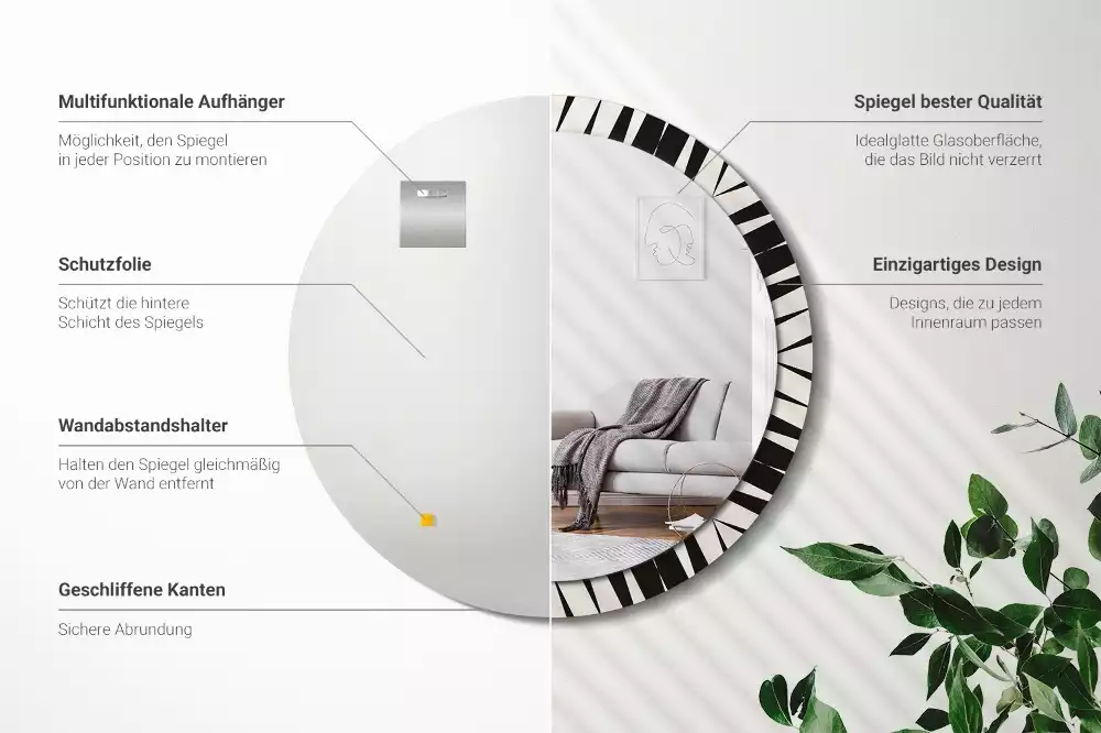 Bedrukte ronde spiegel Abstracte geometrie