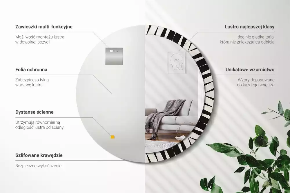 Bedrukte ronde spiegel Abstracte geometrie