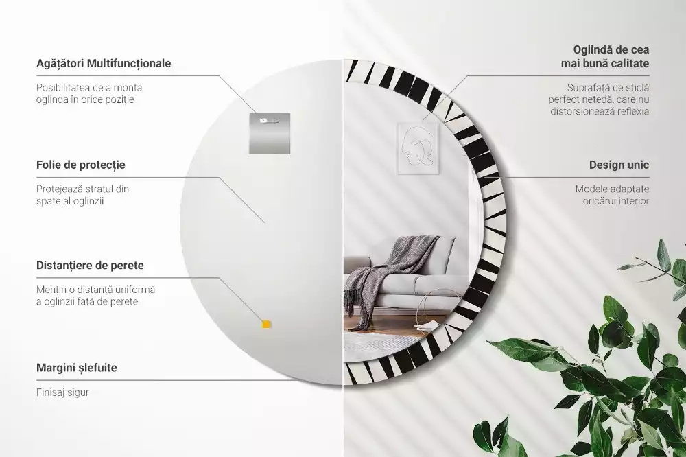 Bedrukte ronde spiegel Abstracte geometrie