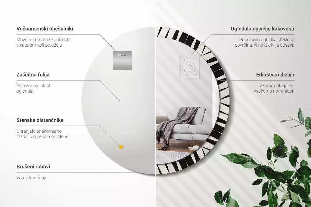 Bedrukte ronde spiegel Abstracte geometrie