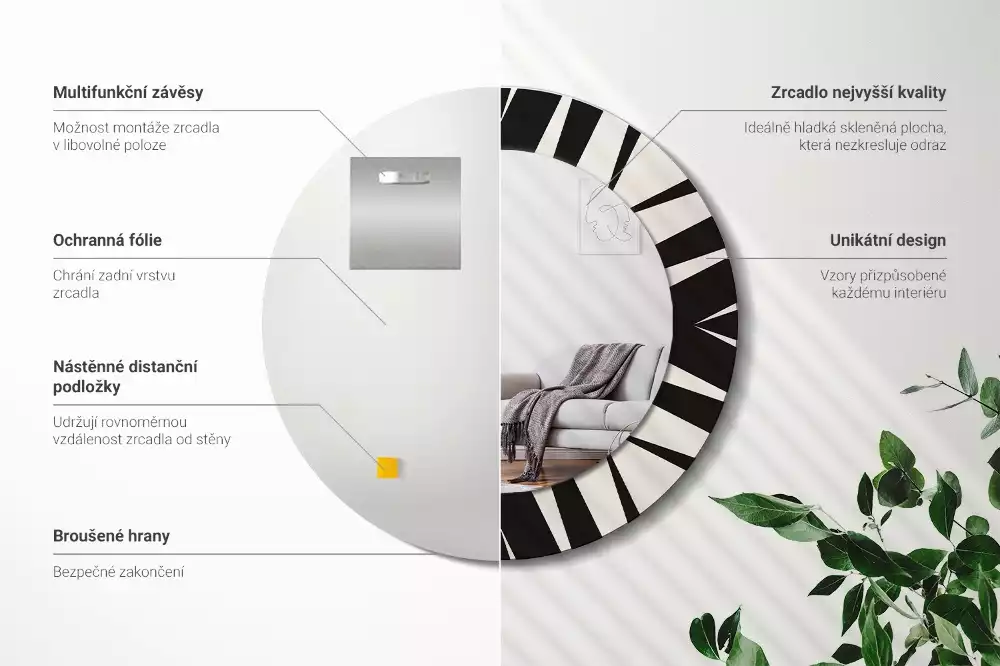 Bedrukte ronde spiegel Abstracte geometrie