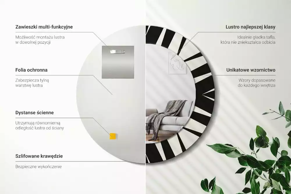 Bedrukte ronde spiegel Abstracte geometrie