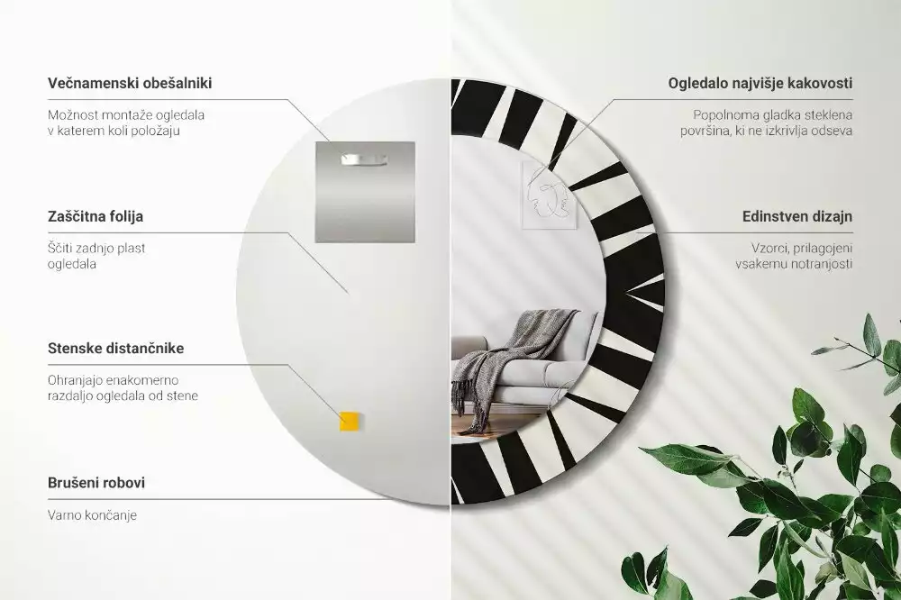 Bedrukte ronde spiegel Abstracte geometrie