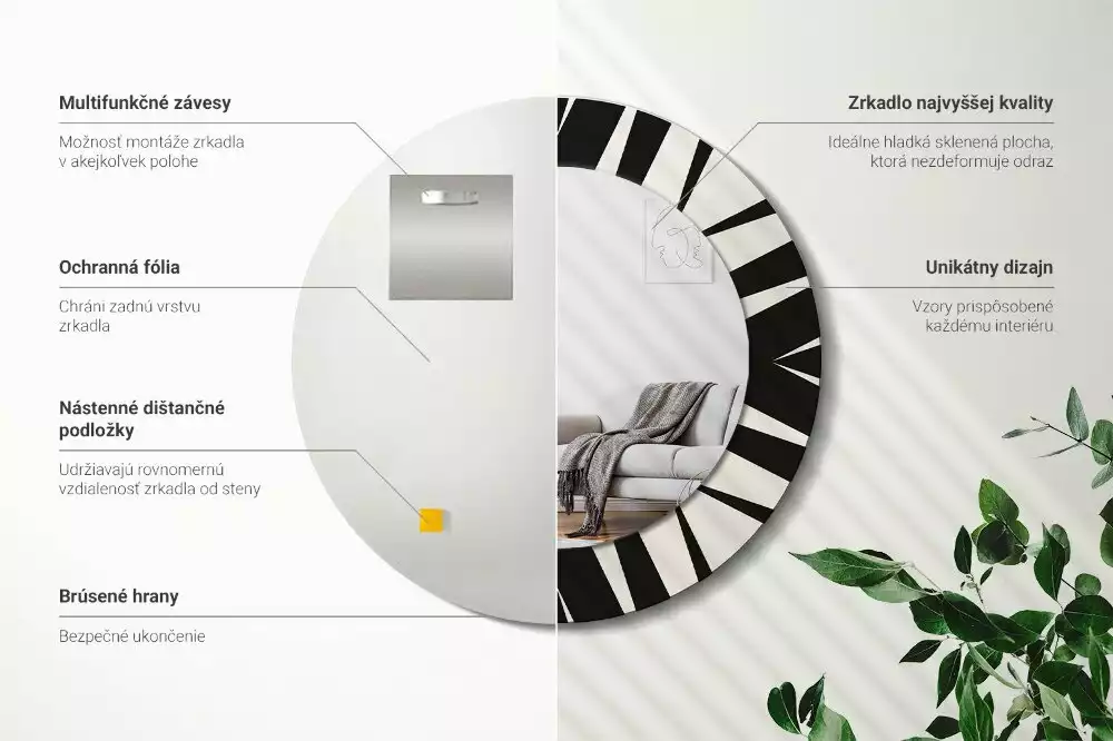 Bedrukte ronde spiegel Abstracte geometrie